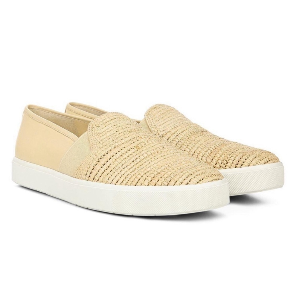 Vince Blair Raffia and Leather Slip on Sneakers - size 8
